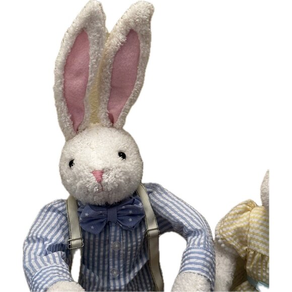 Pottery Barn Kids 32” Bunny Rabbit Set Couple Easter Freestanding Decor RARE Tag - Picture 6 of 16
